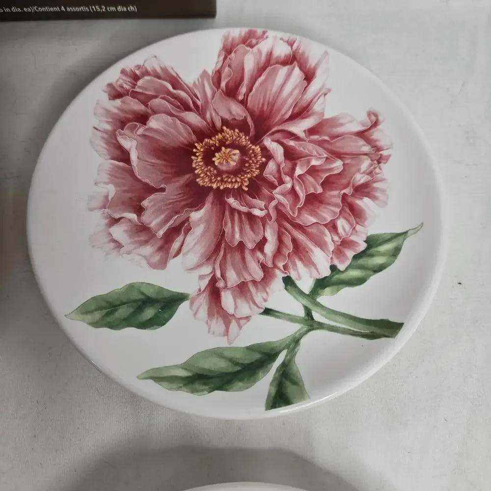 Pier 1 Imports Appetizer Plates Floral Design Ironstone Set of 4 in Box - Picture 6 of 9